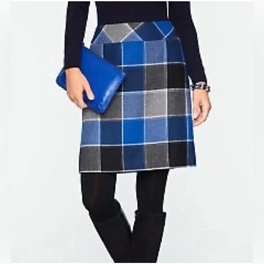 Talbots skirt size 4 sapphire blue & black Buffalo plaid Pencil Straight skirt 💙